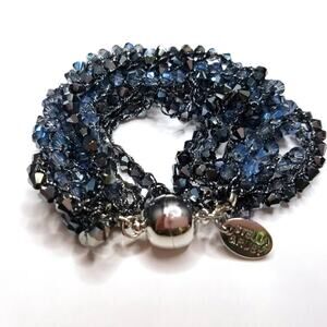 Stella and Ruby Small Faceted Crystal Bracelet, Multi Strands Magnetic Clasp, 8"